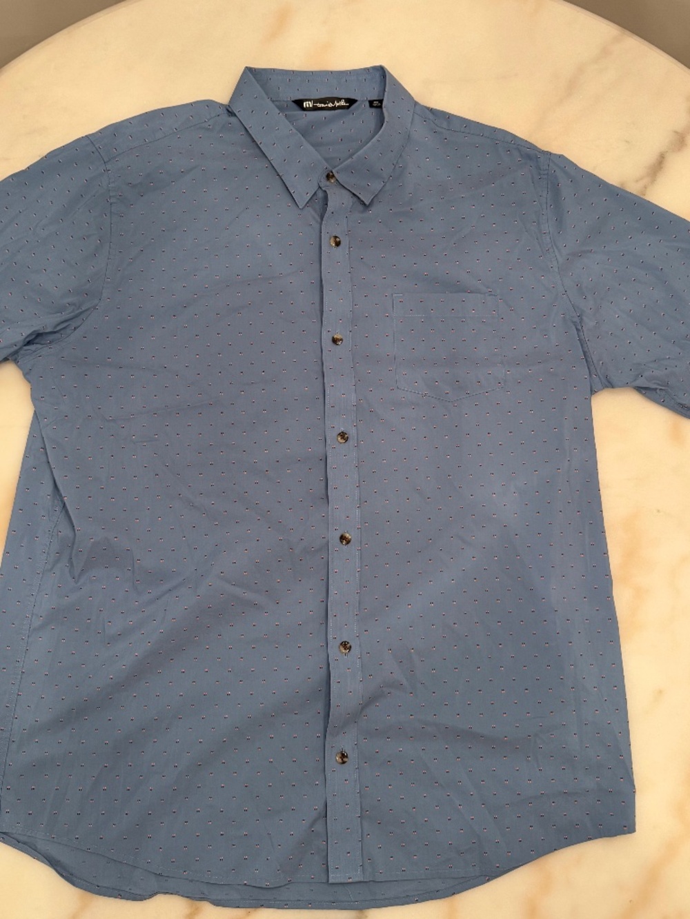 Tracis Mathew / XXL / Light Blue pattern Short Sleeve Shirt